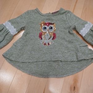 12m little lass sequin owl royalty sweater dress